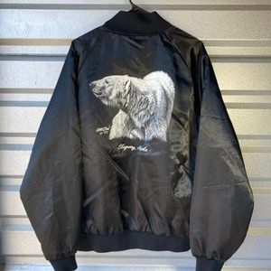 Vintage 1980s Satin Jacket Alaska Bear Artwork